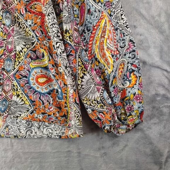 Emery Rose Multicolor Paisley Print Long Sleeve Boho XXL Lightweight artsy Top - Picture 5 of 8